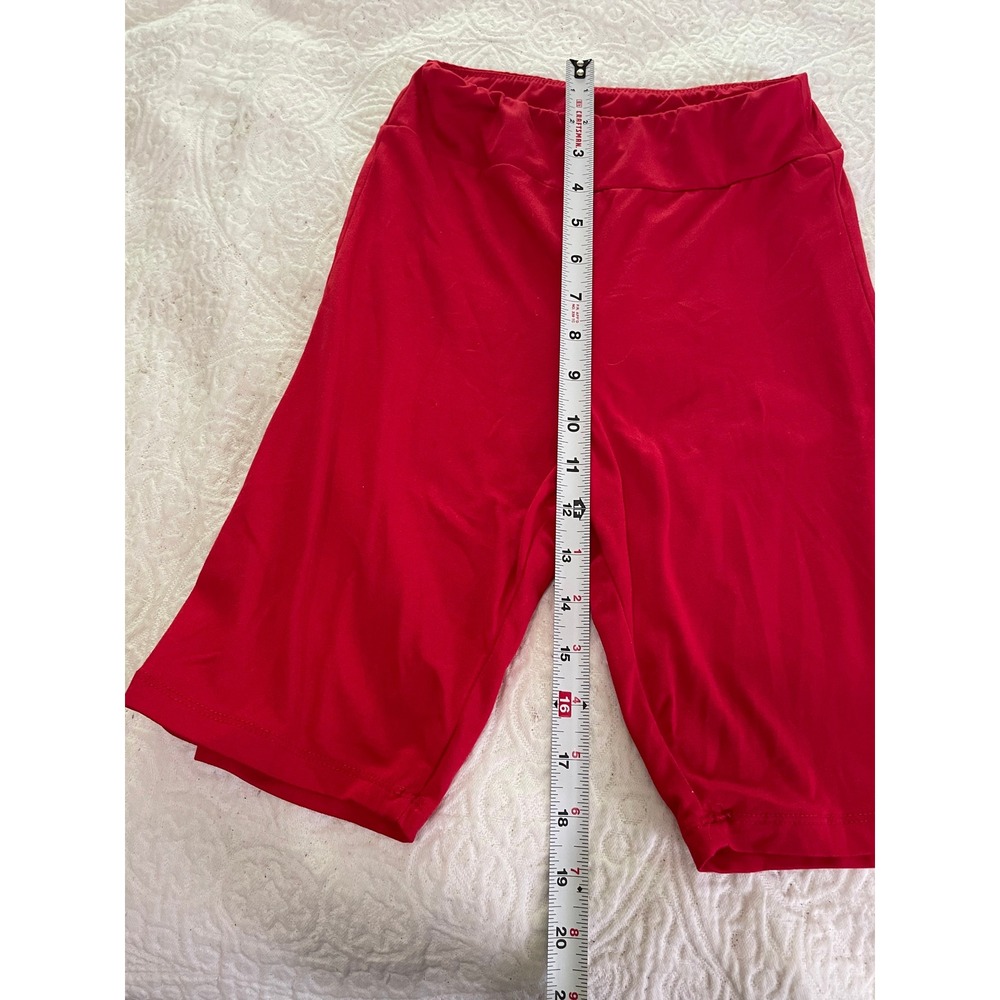 Rue21 Womens Red High Waisted Biker Shorts Size Medium Athletic Spandex Stretch - Picture 2 of 4